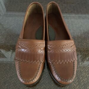 Brass Boot Men's Leather Loafers Shoes Brown Kiltie Fringe Made In Brazil Size 8